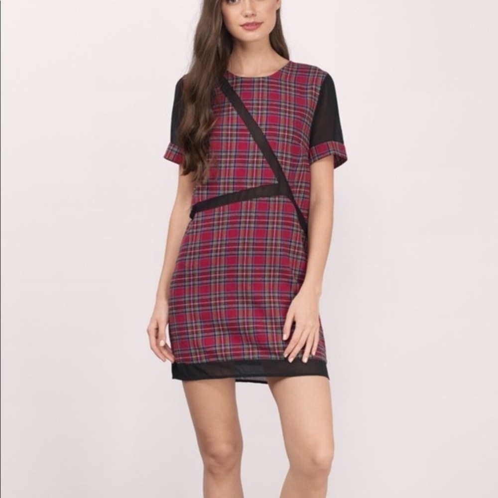 Tobi red plaid box dress size S NWT ✨